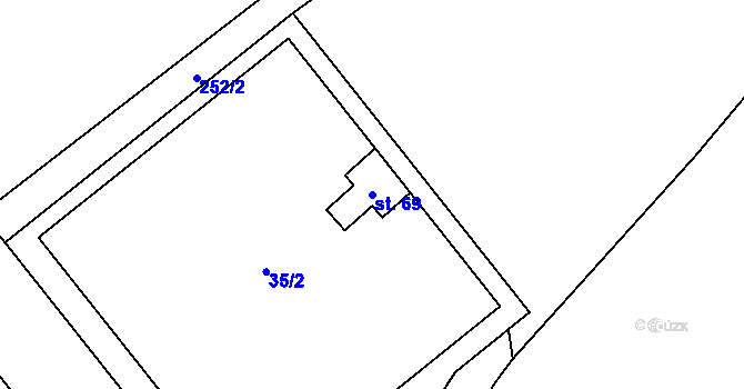 Parcela st. 69 v KÚ Nouzov u Dymokur, Katastrální mapa