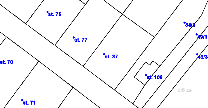 Parcela st. 87 v KÚ Nouzov u Dymokur, Katastrální mapa