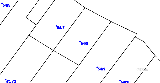 Parcela st. 54/8 v KÚ Nouzov u Dymokur, Katastrální mapa