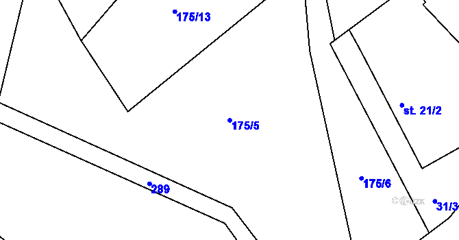 Parcela st. 175/5 v KÚ Nouzov u Dymokur, Katastrální mapa