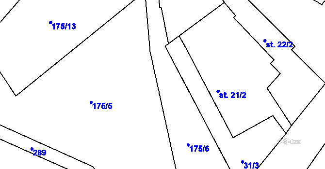 Parcela st. 175/6 v KÚ Nouzov u Dymokur, Katastrální mapa