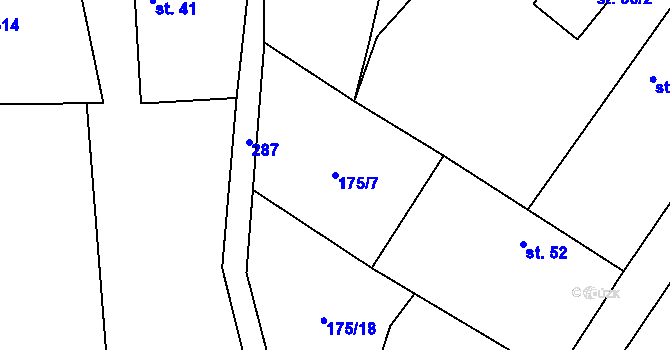 Parcela st. 175/7 v KÚ Nouzov u Dymokur, Katastrální mapa