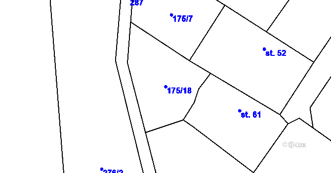 Parcela st. 175/18 v KÚ Nouzov u Dymokur, Katastrální mapa
