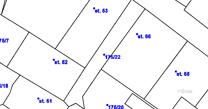 Parcela st. 175/22 v KÚ Nouzov u Dymokur, Katastrální mapa