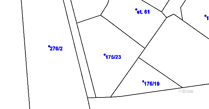 Parcela st. 175/23 v KÚ Nouzov u Dymokur, Katastrální mapa