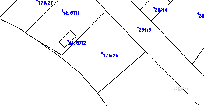 Parcela st. 175/25 v KÚ Nouzov u Dymokur, Katastrální mapa