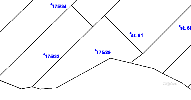 Parcela st. 175/29 v KÚ Nouzov u Dymokur, Katastrální mapa