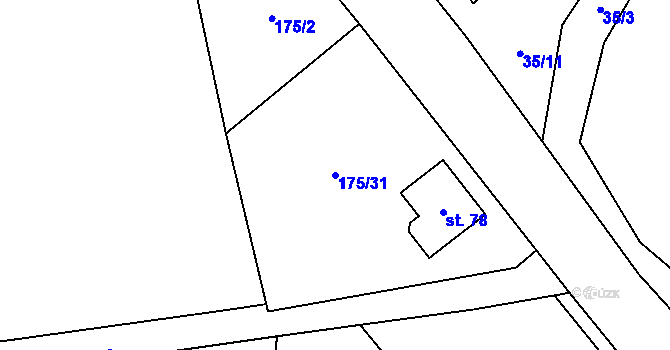 Parcela st. 175/31 v KÚ Nouzov u Dymokur, Katastrální mapa