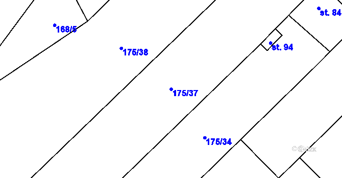 Parcela st. 175/37 v KÚ Nouzov u Dymokur, Katastrální mapa