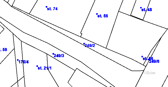 Parcela st. 249/2 v KÚ Nouzov u Dymokur, Katastrální mapa