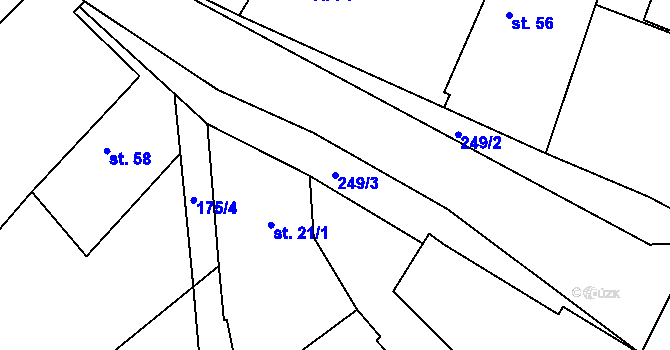 Parcela st. 249/3 v KÚ Nouzov u Dymokur, Katastrální mapa