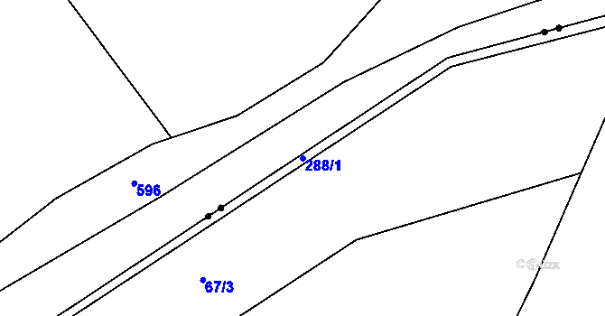 Parcela st. 288/1 v KÚ Nouzov u Dymokur, Katastrální mapa