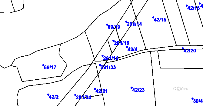 Parcela st. 291 v KÚ Nouzov u Dymokur, Katastrální mapa