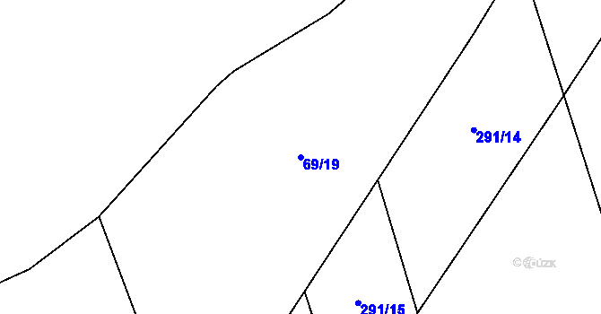 Parcela st. 69/19 v KÚ Nouzov u Dymokur, Katastrální mapa