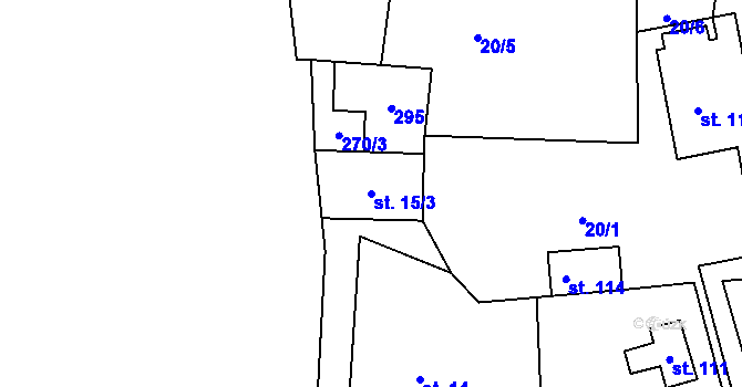 Parcela st. 15/3 v KÚ Nouzov u Dymokur, Katastrální mapa