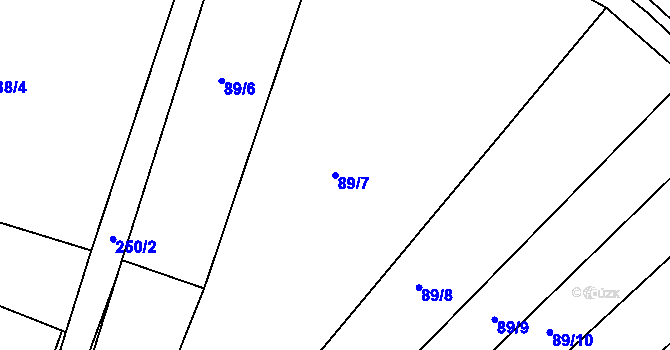 Parcela st. 89/7 v KÚ Nouzov u Dymokur, Katastrální mapa
