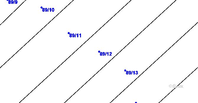 Parcela st. 89/12 v KÚ Nouzov u Dymokur, Katastrální mapa