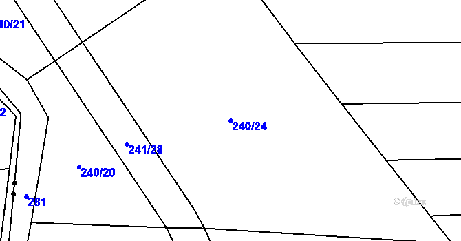 Parcela st. 240/24 v KÚ Nouzov u Dymokur, Katastrální mapa