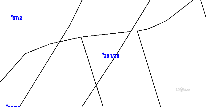 Parcela st. 291/28 v KÚ Nouzov u Dymokur, Katastrální mapa