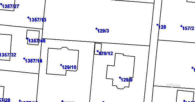 Parcela st. 129/12 v KÚ Nová Bělá, Katastrální mapa