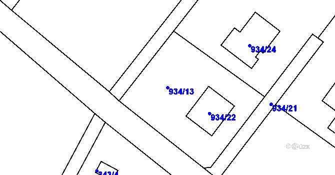 Parcela st. 934/13 v KÚ Nová Bělá, Katastrální mapa