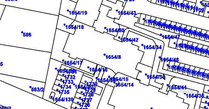 Parcela st. 1654/8 v KÚ Nová Bělá, Katastrální mapa