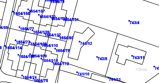 Parcela st. 743/12 v KÚ Nová Bělá, Katastrální mapa