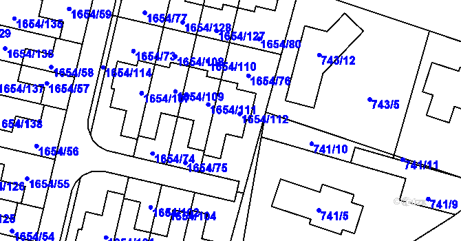 Parcela st. 1654/112 v KÚ Nová Bělá, Katastrální mapa