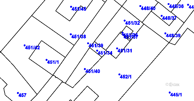 Parcela st. 451/34 v KÚ Nová Bělá, Katastrální mapa