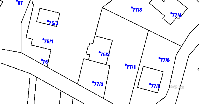 Parcela st. 75/2 v KÚ Nová Bělá, Katastrální mapa