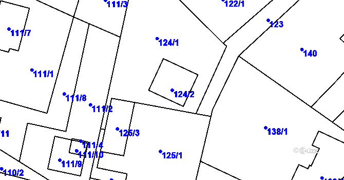 Parcela st. 124/2 v KÚ Nová Bělá, Katastrální mapa