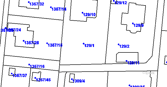 Parcela st. 129/1 v KÚ Nová Bělá, Katastrální mapa