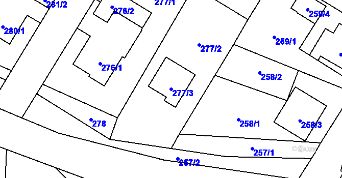 Parcela st. 277/3 v KÚ Nová Bělá, Katastrální mapa