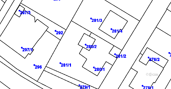 Parcela st. 280/2 v KÚ Nová Bělá, Katastrální mapa