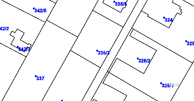 Parcela st. 335/3 v KÚ Nová Bělá, Katastrální mapa