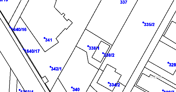 Parcela st. 338/1 v KÚ Nová Bělá, Katastrální mapa
