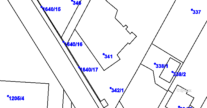 Parcela st. 341 v KÚ Nová Bělá, Katastrální mapa