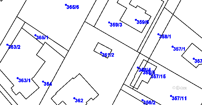 Parcela st. 361/2 v KÚ Nová Bělá, Katastrální mapa