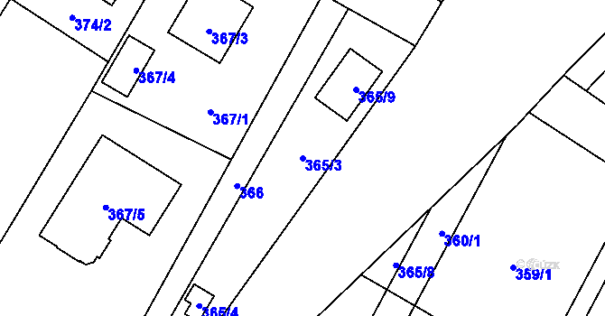Parcela st. 365/3 v KÚ Nová Bělá, Katastrální mapa