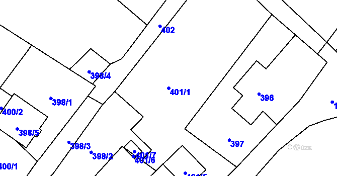 Parcela st. 401/1 v KÚ Nová Bělá, Katastrální mapa