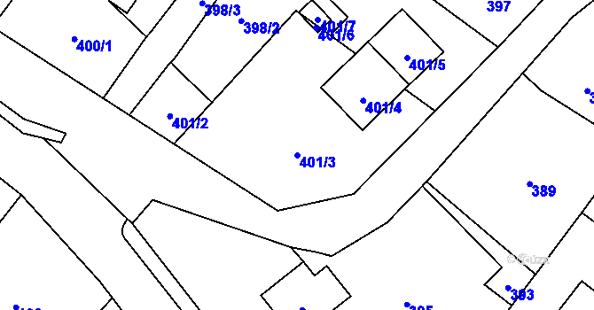 Parcela st. 401/3 v KÚ Nová Bělá, Katastrální mapa