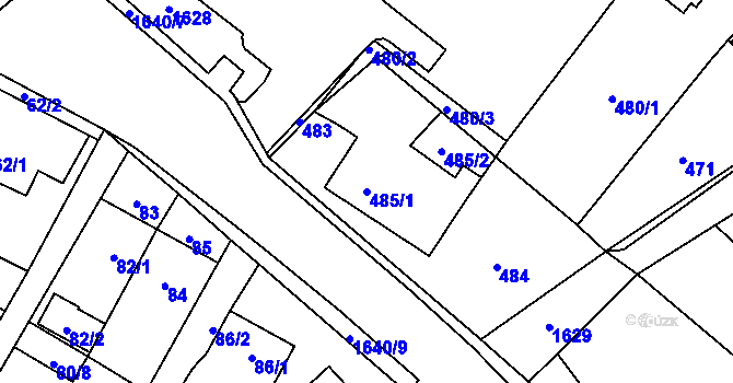 Parcela st. 485/1 v KÚ Nová Bělá, Katastrální mapa