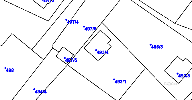 Parcela st. 493/4 v KÚ Nová Bělá, Katastrální mapa