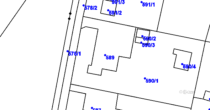 Parcela st. 589 v KÚ Nová Bělá, Katastrální mapa