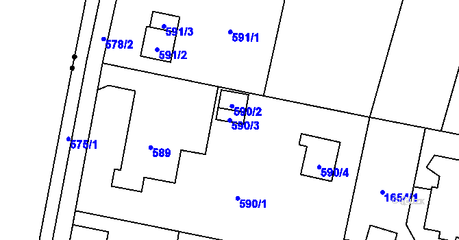 Parcela st. 590/3 v KÚ Nová Bělá, Katastrální mapa