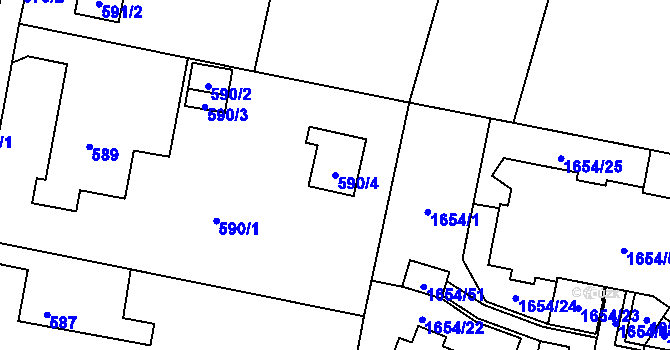 Parcela st. 590/4 v KÚ Nová Bělá, Katastrální mapa