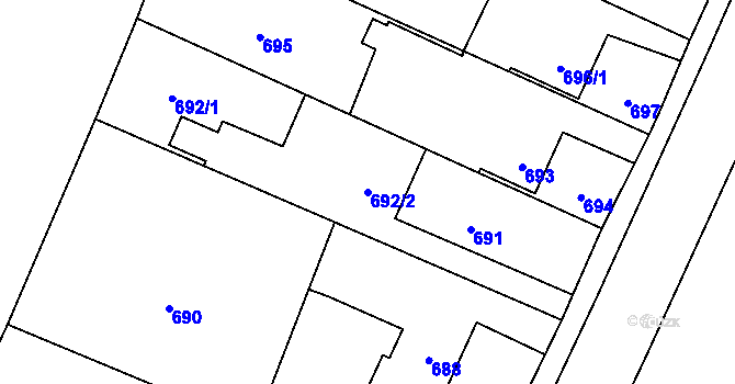 Parcela st. 692/2 v KÚ Nová Bělá, Katastrální mapa