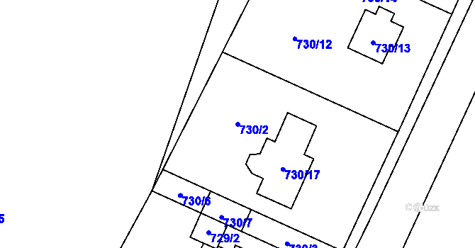 Parcela st. 730/2 v KÚ Nová Bělá, Katastrální mapa