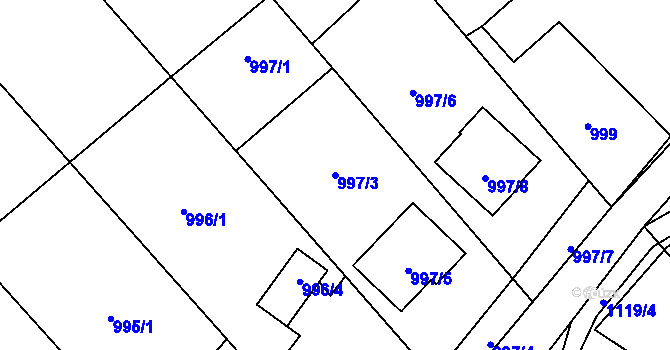Parcela st. 997/3 v KÚ Nová Bělá, Katastrální mapa