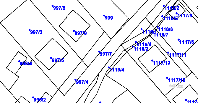 Parcela st. 997/7 v KÚ Nová Bělá, Katastrální mapa